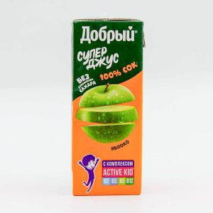Сок Добрый Супер Джус Яблоко Актив кид т/п 0,2л