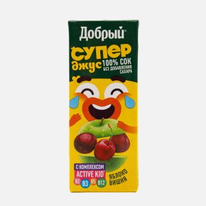 Сок Добрый Супер Джус Яблоко/вишня Актив кид т/п 0,2л