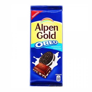 Шоколад Альпен Гольд Орео молочный с начинкой со вкусом ванили/кусочками печенья 90г