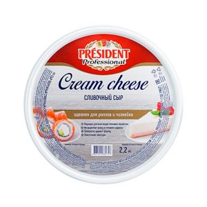 Сыр творожный Президент Крем Чиз для роллов и чизкейка 65% вес