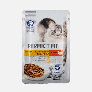 Корм Перфект Фит д/кошек с чувствит пищевар Индейка в соусе пауч 75г