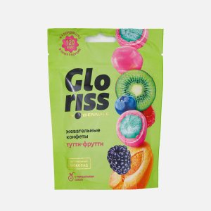 Конфеты Глорисс в шоколаде жевател со вкус тутти-фрутти 75г