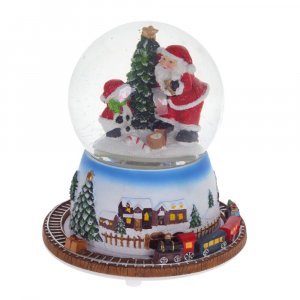 Фигурка Дед Мороз в стеклянном шаре с музыкой и функцией движения D10см 743089