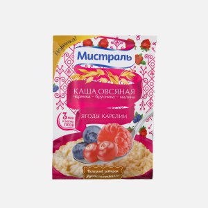Каша Мистраль овсяная чер-брус-мал Ягоды Карелии цельнозерн пл/уп 40г