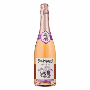 Вино Бон Вояж Пино Нуар безалкогольное газированное сладкое розовое ст/б 0,75л