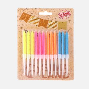 Свечи Страна Карнавалия д/торта Неон высокие 12шт 2919674