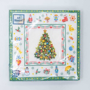 Салфетки АртБукет Новогодняя сказка на белом бум 33*33 3сл 20 лист