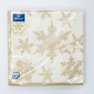Салфетки АртБукет Снегопад золото бум 33*33 3сл 20 лист