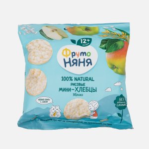 Мини-хлебцы ФрутоНяня рисовые Яблоко с 12мес 30г