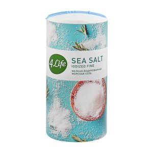 Соль 4Лайф морская йодированная мелкая в/с помол №0 пл/б 500г