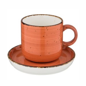 Чайная пара Бронко 350мл Натуре оранж фарфор 17х13х14см 263-1032