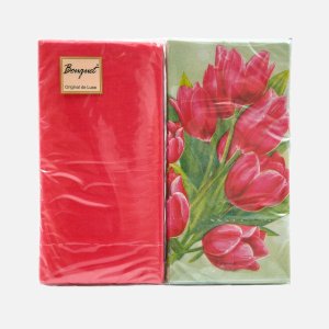 Салфетки БукетОригиналЛюкс Тюльпаны на зеленМикс кр бум 17х17 2сл20лис