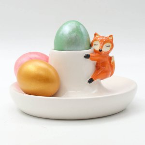 Подставка под яйцо Лиса 15см керамика 420-075