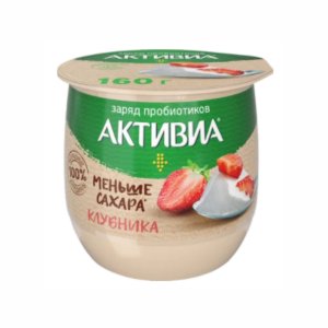 Биойогурт Активиа Клубника термостатный обогащенный 1.7% 160г