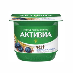 Биойогурт Активиа Черника/5 злаков и семена льна обогащенный 2.9% 130г