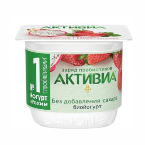 Биойогурт Активиа Клубника/яблоко и питахайя обогащенный 2.9% 130г