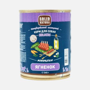 Корм Солид Натура Холистик д/собак Ягнёнок ж/б 340г
