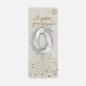 Свеча Омский СЗ тортовая на шпажке 0 Витые серебро парафин 4х1,1х9,5