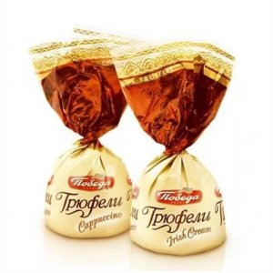 Конфеты Победа Трюфели с ликером Айриш крем без сахара посыпаны темным какао вес