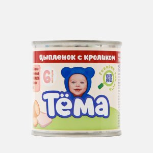 Пюре Тема Цыпленок с кроликом с 6мес ж/б 90г