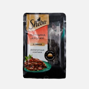 Корм Шеба Говядина и кролик ломтики в соусе пауч 75г