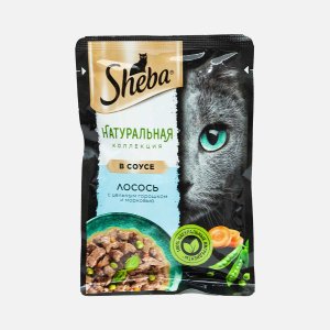 Корм Шеба Нэйчэрз Лосось с цельным горошком в соусе пауч 75г