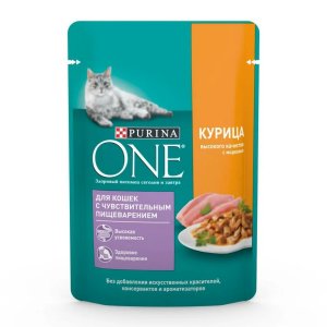 Корм Пурина Ван Курица с морковью для кошек с чувствительным пищеварением 75г