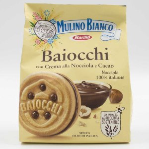 Печенье Барилла Мулино Бьянко Байокки с какао-ореховым кремом 260г