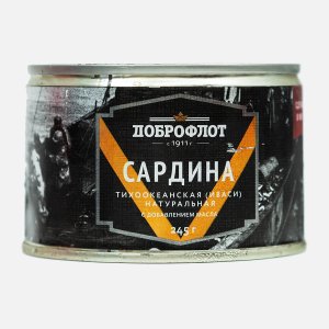 Сардина Доброфлот Иваси тихоокеанская натуральная с добавлением масла ж/б 245г