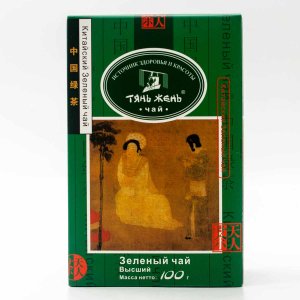Чай Тянь Жень Высший зеленый листовой к/к 100г