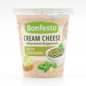 Сыр Бонфесто творожный Крем Чиз Песто и базилик 65% пл/ст 125г