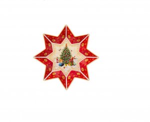Блюдо-звезда Елка зеленое фарфор 26*5см 85-1741