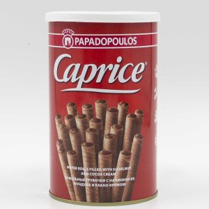 Трубочки вафельн Пападопулос Каприз с начинкой фундук/какао-крем 250г