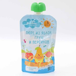 Пюре Вкусвилл из яблок/груш/персиков 90г
