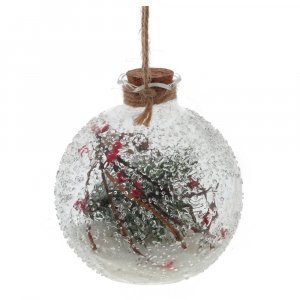 Украшение елочное Шар с подсвет D10см L10 W10 H11см стекло 746481