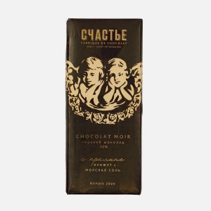 Шоколад Счастье с пралине кунжут-морская соль горький 100г