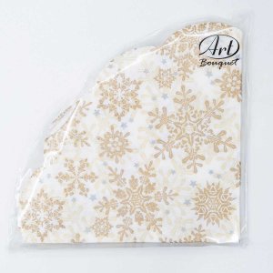 Салфетки Арт Букет Рондо Золотые снежинки на беж бум 3сл12лист