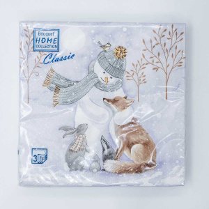 СалфеткиХоумКоллекшнКлассикСнеговик и его друзья бум 3сл 20 лист