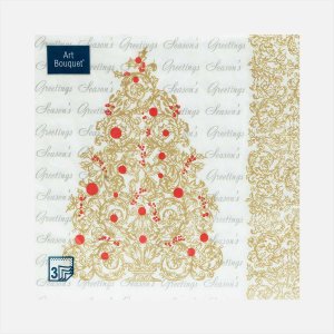 Салфетки Арт Букет Золотая ель бум 33*33 3сл 20 лист