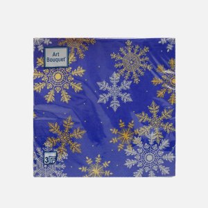 Салфетки АртБукет Снежинки на синем бум 33*33 3сл 20 лист