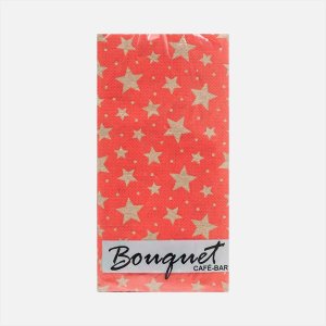 Салфетки Букет Кафе-Бар 100 $ Золот звезды на красн бум 33*33см 2сл 10л