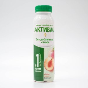 Биойогурт Активиа Яблоко/персик обогащенный 1.5% пл/бут 260г