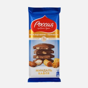 Шоколад Россия с миндалем и вафлей 82г