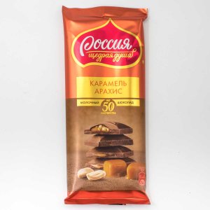 Шоколад Россия молочный карамель/арахис 82г