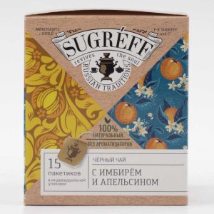 Чай Сугревъ черный с имбирем и апельсином 15пак 27г