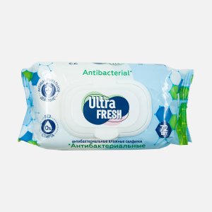 Салфетки Ультра Фреш Антибактериальные влажные 72шт