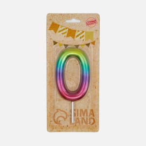 Свеча д/торта Акварель цифра 0 9см гигант 5311067