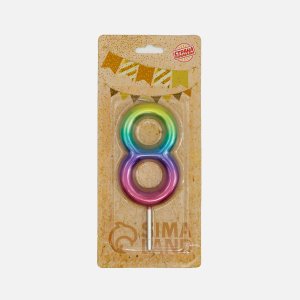 Свеча д/торта Акварель цифра 8 9см гигант 5311075