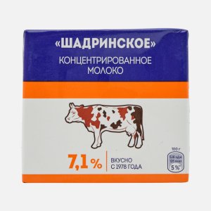Молоко Шадринское концентрированное стерилизованное 7.1% т/п 500г