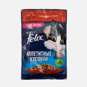 Корм Феликс Аппетитные кусочки говядина в желе пауч 75г